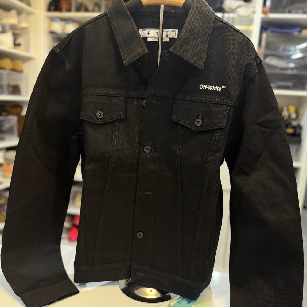 Off-White Black Button-Up Denim Jacket Diag Tag SLIM Size XL